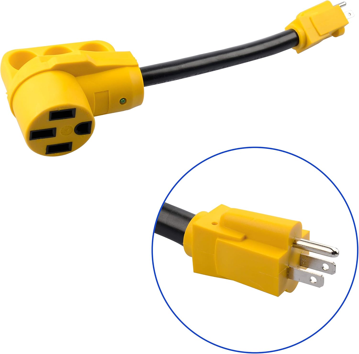 RVGUARD 15 Amp to 50 Amp RV Adapter, 5-15P Male to 14-50R Female Dogbone Electrical Converter with LED Power Indicator and Grip Handle, 12 Inch: Home Improvement