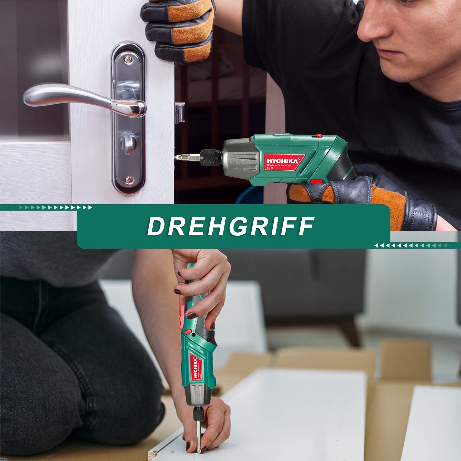 HYCHIKA Akkuschrauber, 6N·m Drehmoment 2000mAh 3,6V Akku mit 35 Zubehörteilen, LED-Licht und Taschenlampe, Akku Bohrschrauber mit USB Kabel und Aufbewahrungsbox 5