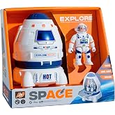 Wbzle Space Ship Toy, Space Capsule Rocket Toys with Lights and Sound, Astronaut Toys for Outer Space Adventure, Space Toy Playset Gift for Kids 3 4 5 6 7 8
