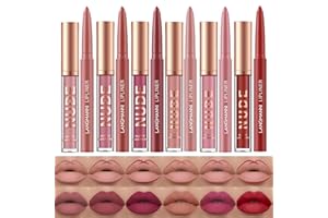 LANGMANNI 6 Matte Lipstick with 6 Lipliners Durable Makeup Set,Long-Lasting Non-Stick Cup Not Fade Waterproof Pigmented Velvet Lipgloss Kit Beauty Cosmetics Makeup Gift for Girls (#C)