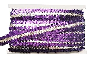 levylisa Sequin Trim Glitter Stretch Paillette Lace Applique Bling Bling for Dress Embellish Headband 10 Yards (PurpleSilver)
