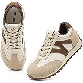 somiliss Wide Toe Sneakers for Women Breathable Fabric Leather Suede Upper Non-Slip PU TPR Outsole Walking Shoes Tennis Running Fashion Sneakers