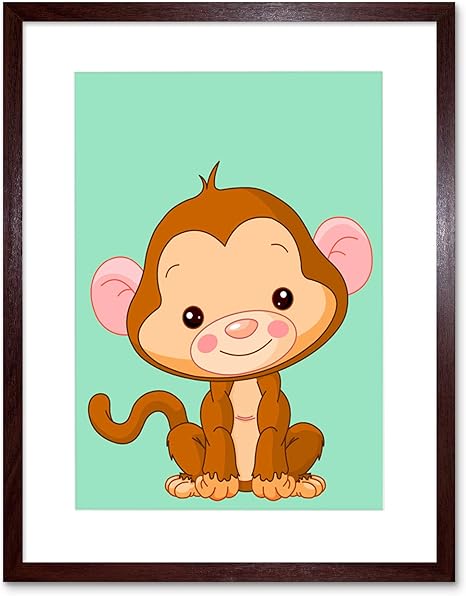 Amazon Com The Art Stop Kids Cute Cartoon Baby Monkey Framed Print F12x4286 Furniture Decor