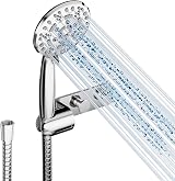 Cobbe Shower Head and Hose Chrome 8 Modes High Pressure Universal