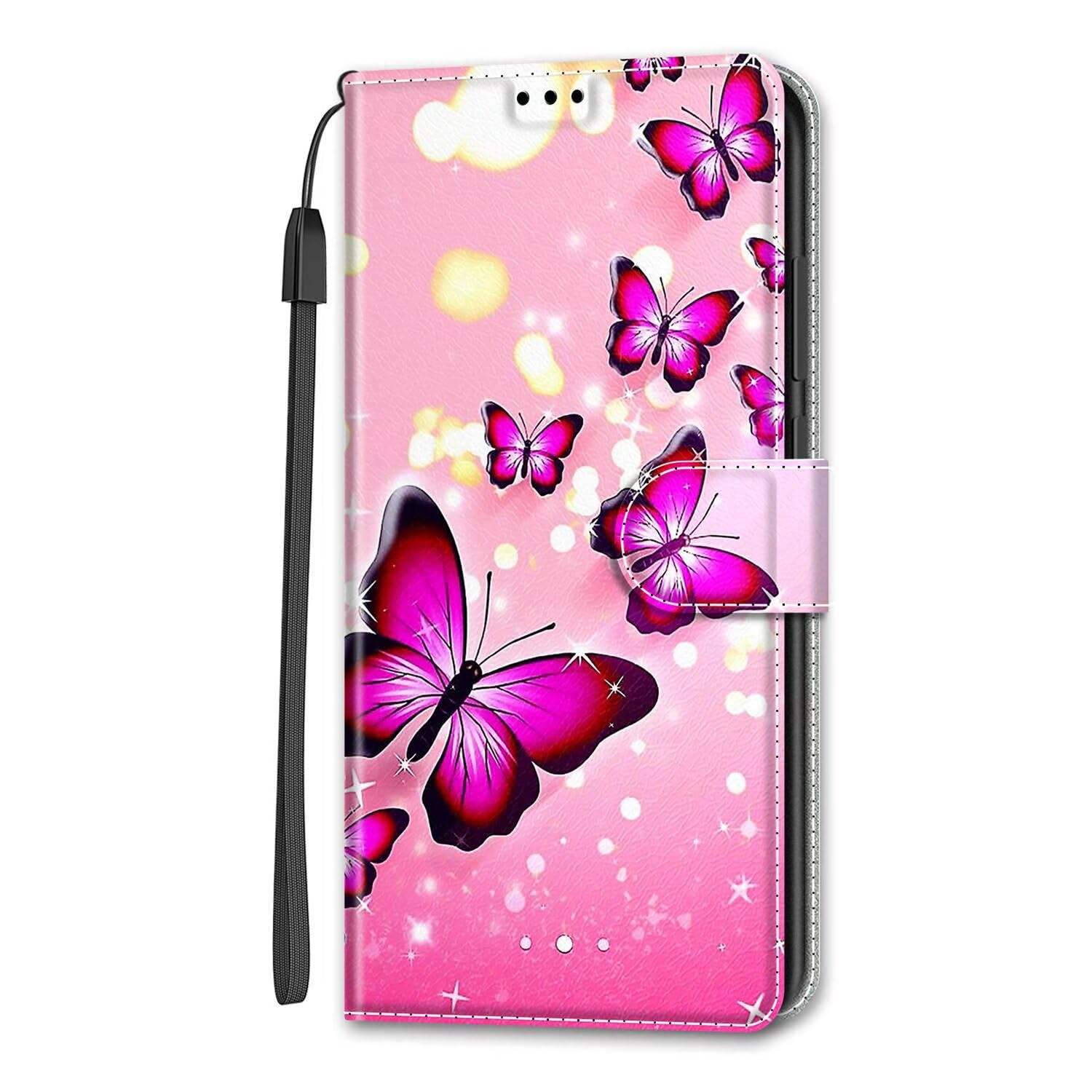 Dfjhure Motorola Moto G14 Case Leather Flip Wallet Phone Case Cover Silicone Shockproof Bumper Cover Stand View Cover with Card Slots Phone Case For Motorola Moto G14- Red butterfly — image 1