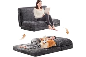 Yojoker Folding Floor Sofa Bed Chair with Blanket, Full Floor Mattress for Adult Kids Pet, Gaint Floor Bed with Washable Cover for Bedroom Living Room, Upholstered Floor Chair with Wall Support