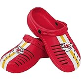 FOCO Mens NFL Team Logo Team Stripe Garden Water Sandals Shoes Slipper Clogs with Strap