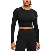 CRZ YOGA Seamless Long Sleeve Shirts for Women Workout Athletic Crop Tops Cropped Running Gym Yoga T-Shirts