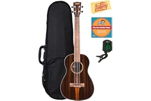 Kala KA-ZCT-B Ziricote Baritone Ukulele Bundle with Hard Case, Tuner, Austin Bazaar Instructional DVD, and Polishing Cloth