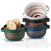 YUN TAO French Onion Soup Bowls with Handles, Ceramic Soup Serving Bowl Crocks 32 Ounces for Cereal,Ramen,Chilli, Beef Stew, 
