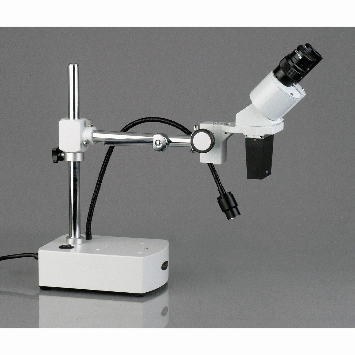 AmScope SE400-LED 10X Binocular LED Stereo Microscope Boom Arm with Gooseneck Light, White - Image 3