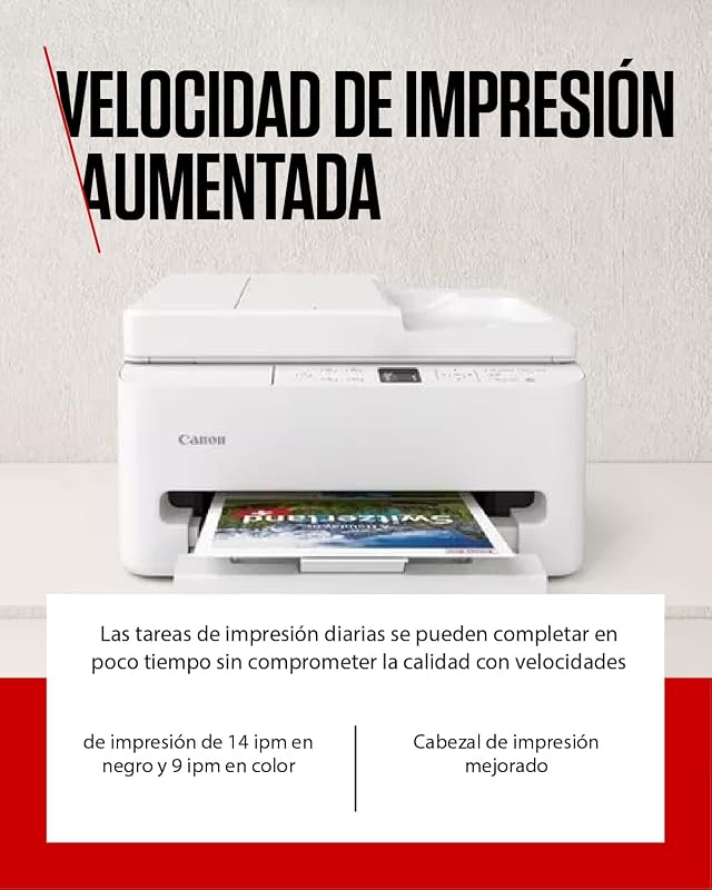 PIXMA TS7550I - Impresora Todo en Uno con Conectividad Wi-Fi, ADF de 35 Hojas y Pantalla OLED de 1,42 PIXMA Print Plan - Incluye Papel Fotográfico A4 MP-101, 5 Hojas