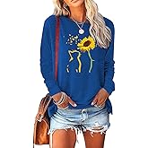 BAOKUAN Womens Fall Crewneck Sunflower Graphic Print Tops Long Sleeve Cute Casual Tees