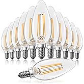 DAYBETTER Dimmable E12 Candelabra LED Light Bulbs, Chandelier Light Bulb 60 Watt Equivalent, 5.5W 600 LM 2700K Warm White, B11 Vintage LED Filament Candle Light Bulbs, No Flicker, UL Listed, 12 Pack