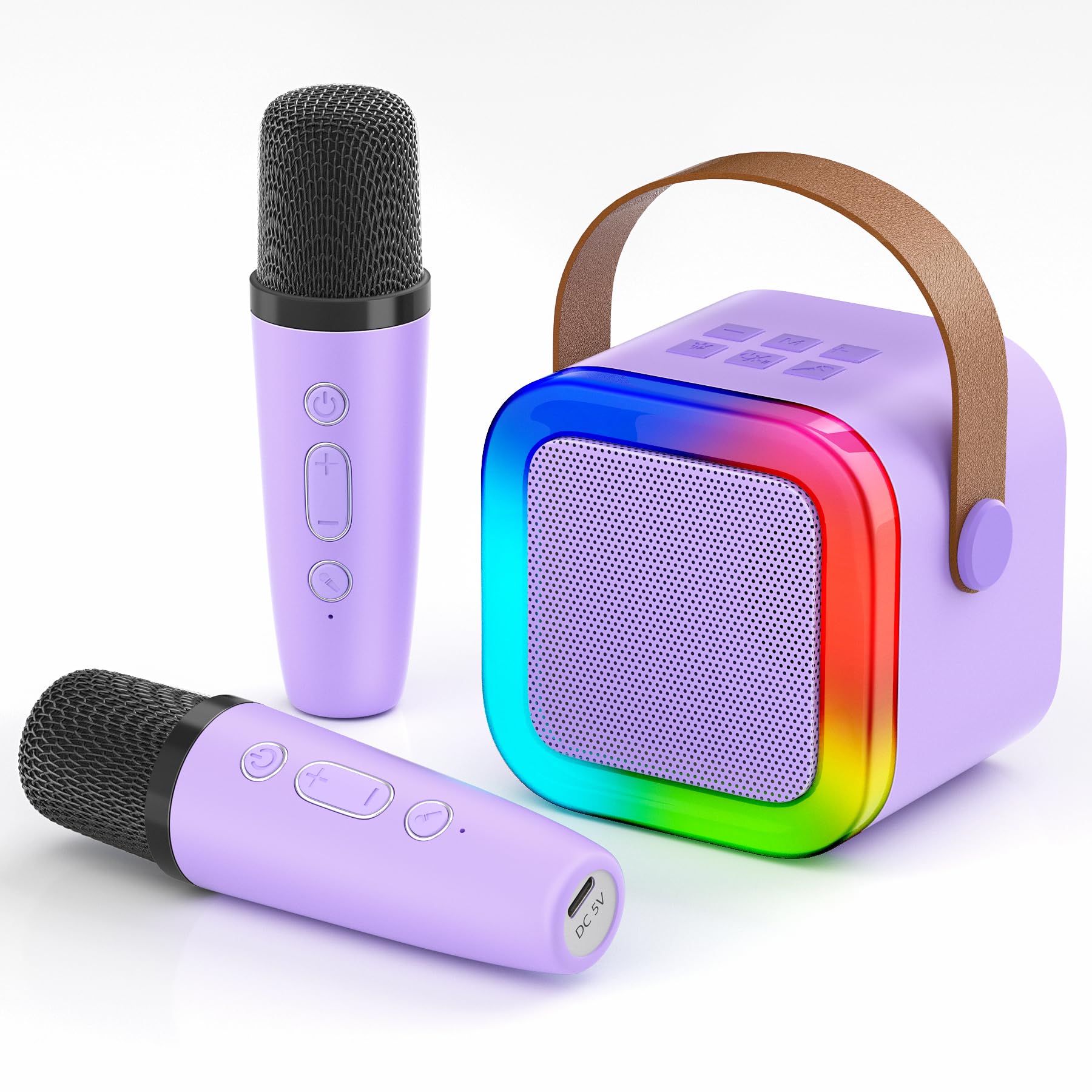 Mini Karaoke Machine for Kids,Portable Bluetooth Speaker with 2 Wireless Microphones,Toddler Music Player Toys,Easter Birthday Gifts for 3,4,5,6,7,8,9,10,11,12+Years Old Girls Boys(Purple)
