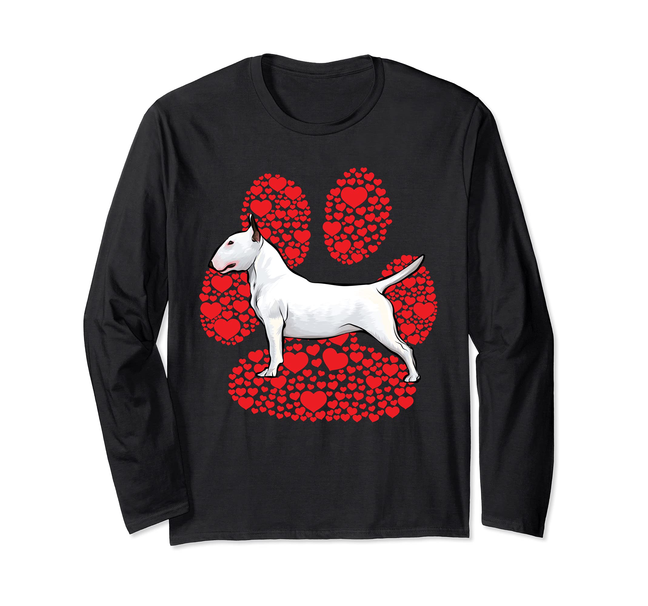 Bull Terrier Valentines Day Dog Love Paw Long Sleeve T-Shirt