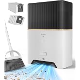 Ezzomy Touchless Vacuum Dustpan, 26kPa Suction, Bagged, Auto/Manual Mode | with 5 Replaceable Dust Bags, Up to 3-Months of Hands-free Cleaning, Ideal for Pet Hair, Kitchen, and Salon, White