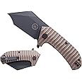 Off-Grid Knives - Raptor EDC Folding Knife with Tumbled Gray D2 Steel, Coyote Tan G10, Bearings, Deep Carry Left & Right, Hawkbill Tip, Stout Everyday Carry