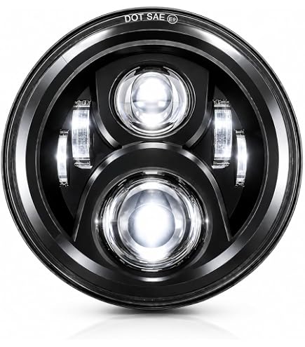 Kit De Faro LED De 7 Pulgadas Y Luces Auxiliares De 4.5" Para Harley Touring, Negro, 140W, 14000 Lúmenes, Certificado DOT