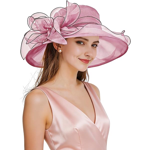 Women\'s Pink Floral Wide-Brim Hat with Butterfly Accent Derby/Church hat Pink Butterfly - Kentucky Derby Hat main image 3