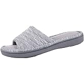 Isotoner Women's Premium Knit Slide Slippers - Moisture-Wicking Lining, Rubber Indoor/Outdoor Sole - Machine Washable House Shoes