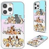 AKORAVO for iPhone 15 Pro Case for Women Girl Men, Full Protective Shockproof Soft TPU Slim Clear Phone Cover Cases Design for iPhone 15 Pro 6.1,Cute Cartoon Animal Pet Multi Breed Dog Puppy On Pink