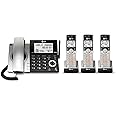 AT&T CL84307 Dect 6.0 Expandable Corded/Cordless Phone with Smart Call Blocker, Silver/Black with 3 Handsets