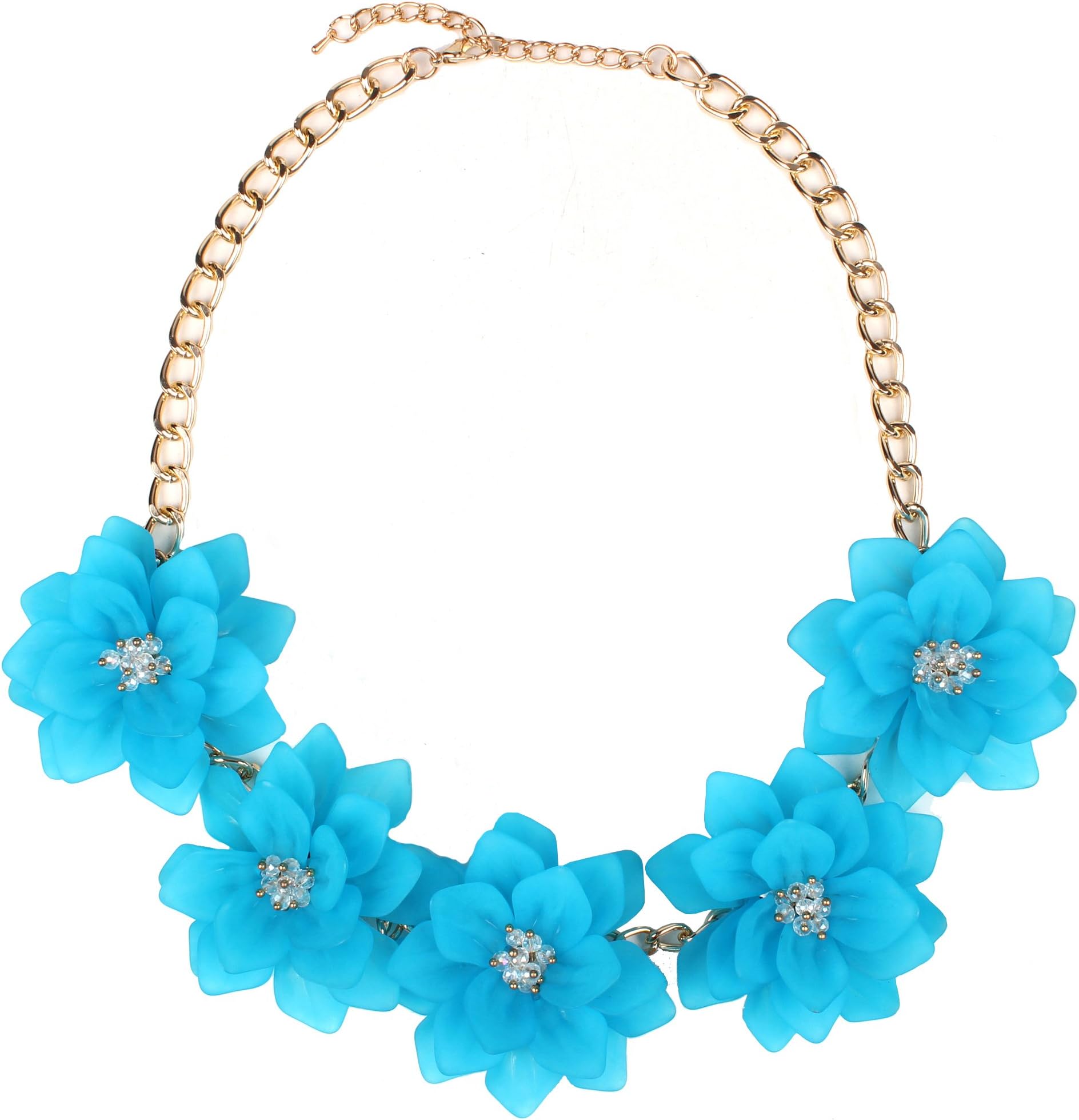 Claire Jin Flower Necklaces for Women Jewelry Crystal Summer Choker Statement Short Necklace 12 Colors