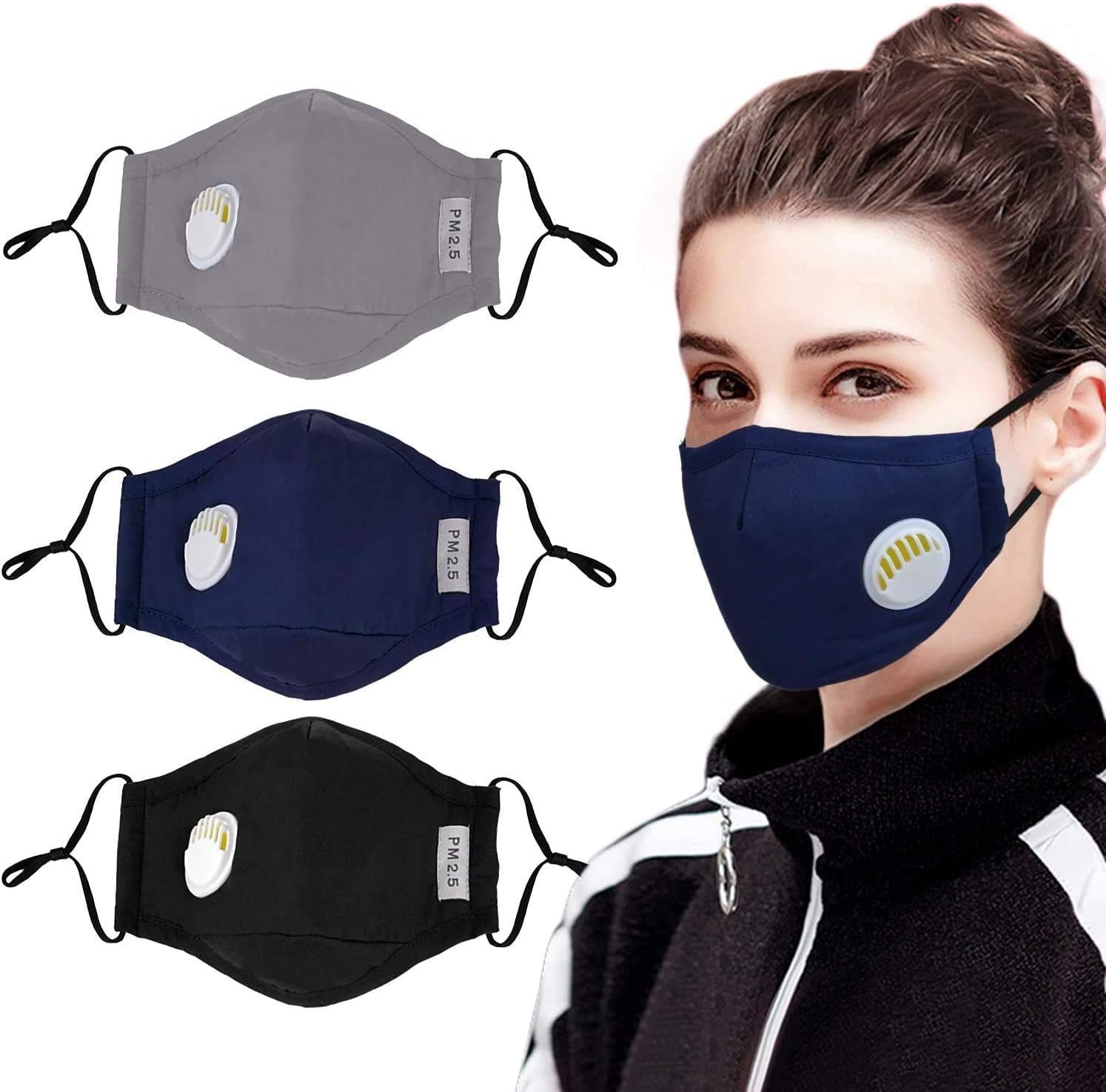 lazinem Dust Mask PM2.5 Activated Carbon Filter Adult Children Masks with Valve Adult Helmets