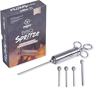 Moesta-BBQ 10396 Spritze No.1 – Edelstahl Bratenspritze inklusive 5 Nadeln für alle Anwendungen - Edelstahl Marinadenspritze