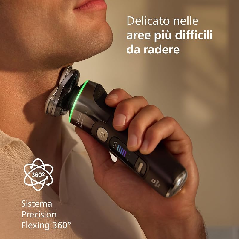 Shaver i9000 Prestige Ultra, rasoio elettrico Wet & Dry, tecnologia Skin IQ Pro, triplo sistema Lift & Cut, lame di precisione NanoTech 360º, 5 modalità di rasatura, modello XP9405/31