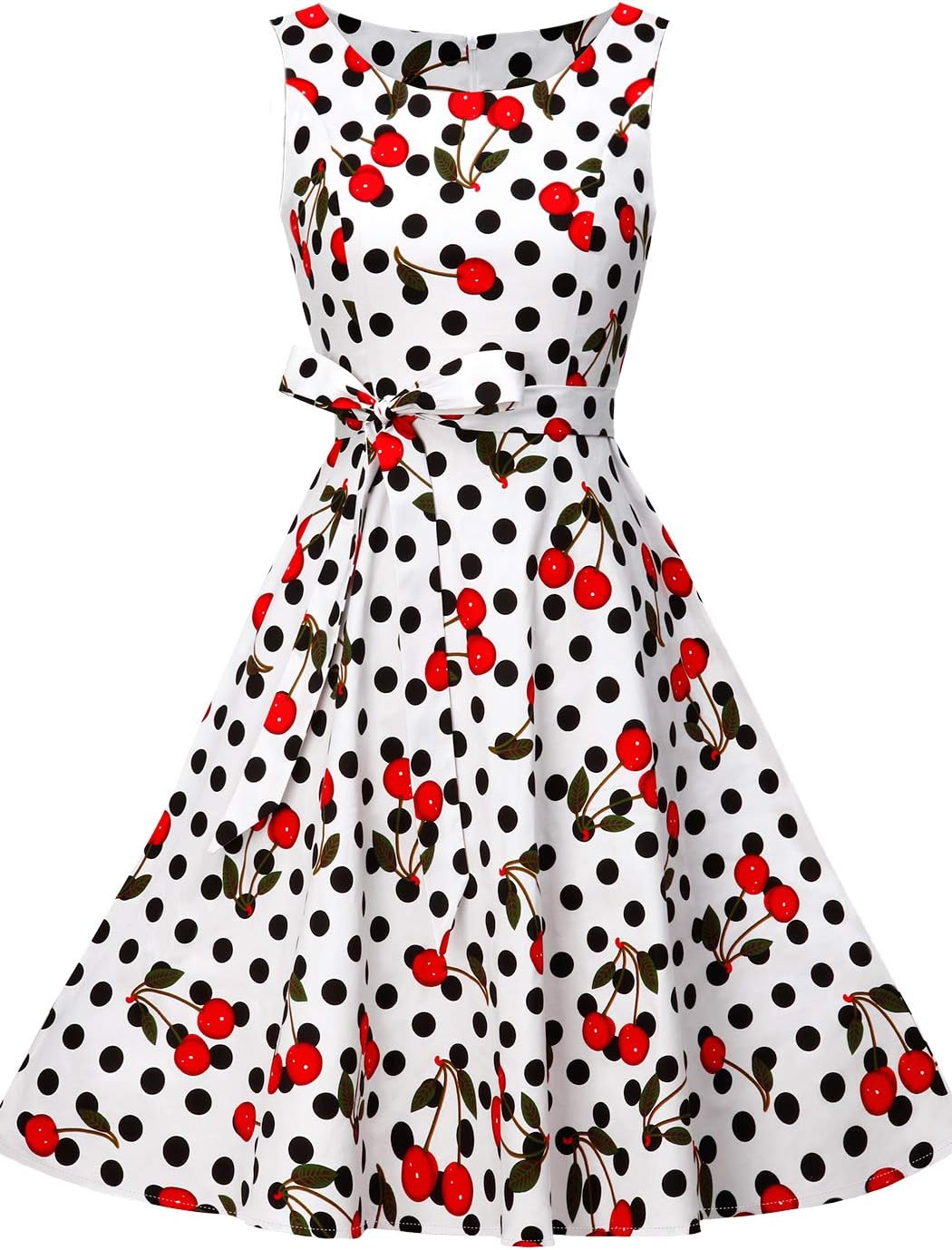 FAIRY COUPLE Women's 50S Vintage Retro Floral Cocktail Swing Party Dress W/ Bow