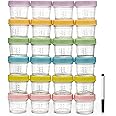 DIMBRAH Baby Food Storage Containers -24pcs, 4oz Reusable Glass Baby Food Jars with Lids–Dishwasher & Freezer Safe, Suitable for Baby and Toddler Foods、Fruit and Vegetable Purees