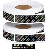 Outus 1000 Pcs Tamper Seal Tamper Stickers Resistant Metallic Labels, Black | Adhesive Stickers 0.75 x 3.5 Inch Holographic Food Labels for Containers Box Jars Mailing Packaging Sealing Delivery