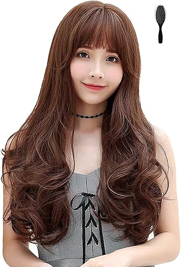 Amazon Minako ウィッグ レディース フルウィッグ ロングウィッグ かつら 自然 原宿 耐熱 前髪 巻き髪 小顔効果 ネット付き ロング ライトブラウン フルウィッグ 通販