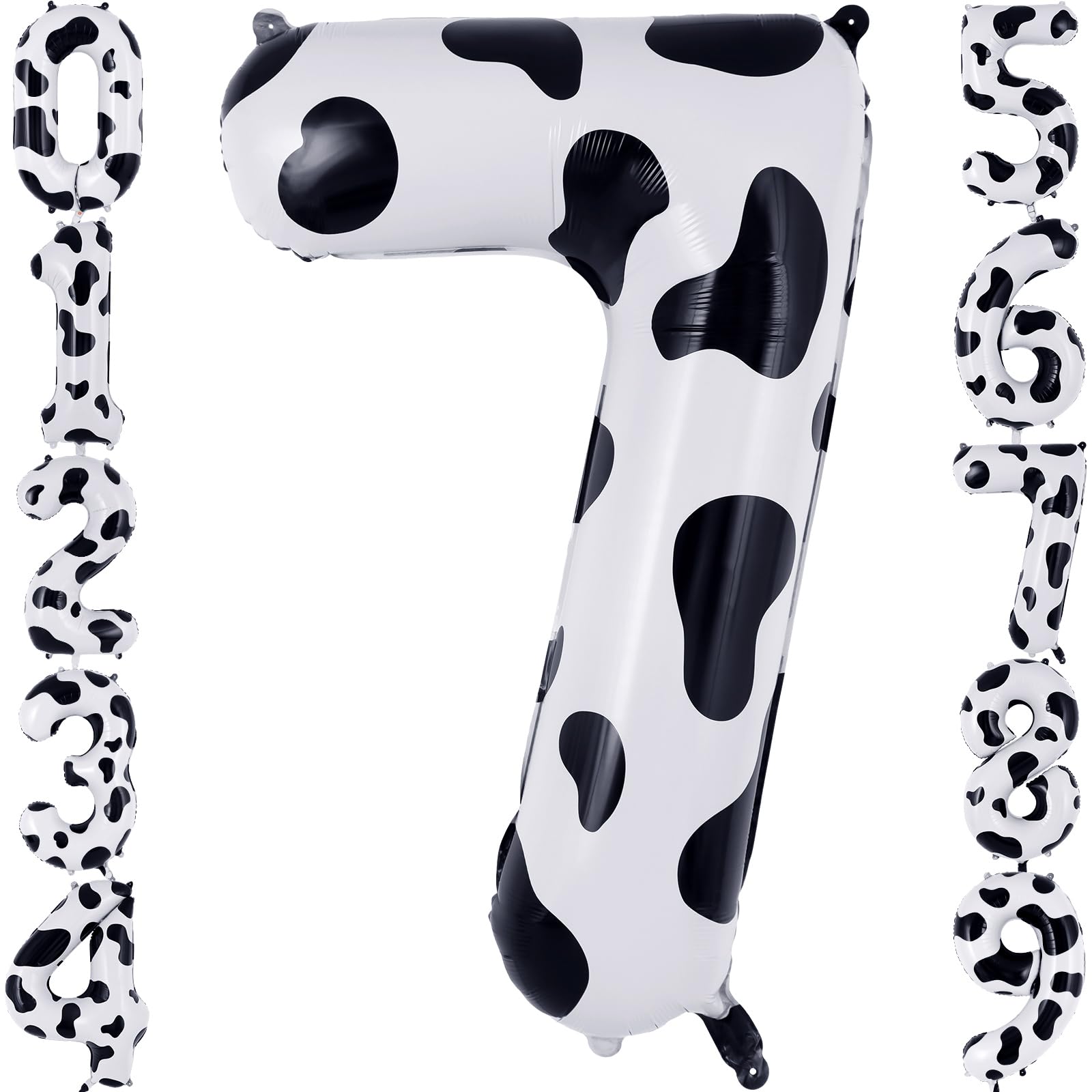Photo 1 of Cow Print Number 7 Balloon, Large 40 Inch Cow Number Birthday Balloons, Foil Mylar Number 7 Balloons for 7 Year Old Birthday Party Decorations Supplies Animal Farm Cowboy Cowgirl Themed Party