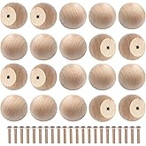 Zorfeter 20 Pcs Unfinished Wood Ball Knobs, 1-1/2 Inch Dia. Natural Wooden Kitchen Wardrobe Cupboard Cabinet Knobs Pulls Handles