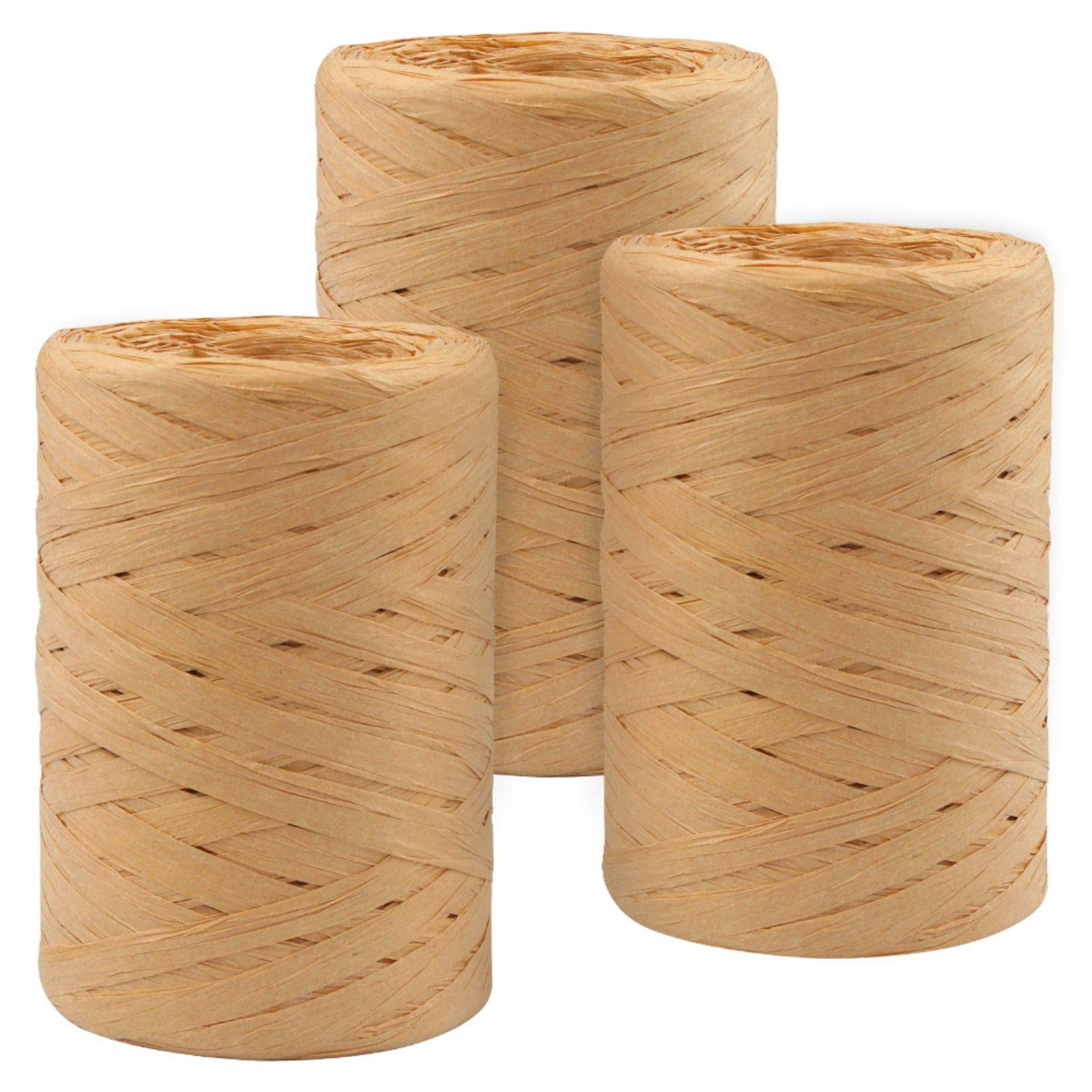Raffia Paper Ribbon 328 Yards Raffia Ribbon Natural Raffia String Kraft Craft Packing Raffia Paper String for Gifts DIY Supplies Flower Bouquets Decorations