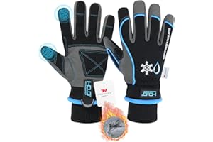 HANDLANDY Waterproof Insulated Work Gloves, 3M Thinsulate Thermal Winter Gloves for Men Women Touch Screen, Warm Ski Snowboard Cold Weather Gloves (Large, Blue)
