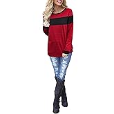 Blooming Jelly Women's Color Block Plaid Shirt Crewneck Sweatshirt Elbow Patches Pullover Sweatshirt Top
