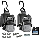BoatBuckle Retractable Boat Trailer Tie-Down, Freshwater, 2x43-Inch, 2-Pack | Heavy-Duty Boat Straps, 2,500 lb Break Strength, Hardware Included, For Freshwater Environments, Bolt on Trailer, F08893