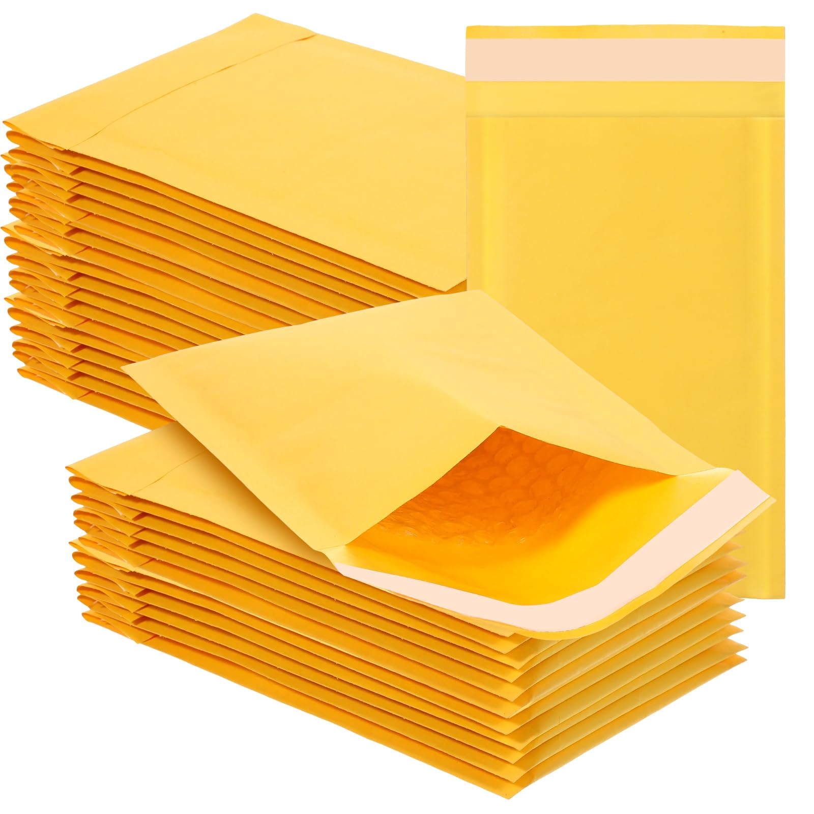 Photo 1 of 100 Pack 4 x 7" Bubble Mailers, Yellow Padded Mailing Envelopes, Bubble Mailers Self Seal Padded Envelopes with Peel-N-Seal, Heavy Duty Tear and Lightweight