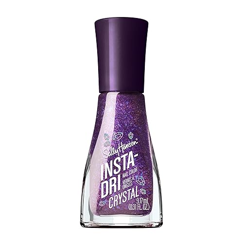 Sally Hansen Insta-Dri Crystal Nail Polish | Quick Dry, Long Lasting, Streak-Free Shine | Opaque, Shimmery | 124 Amethyst Allure | Holographic Violet Nail Color