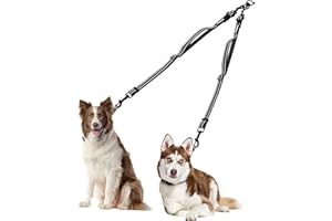 PetBonus Dual Dog Leash Splitter, No Tangle Detachable Double Leashes Coupler for Walking 2 Dogs, Reflective Adjustable Two Dog Training Lead Attachment for Small Medium Large Dogs (Medium, Black)