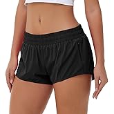 Aurefin Lightweight Athletic Shorts for Women, Quick Dry Running Shorts with Zip Pocket and Liner Womens Gym Workout Shorts