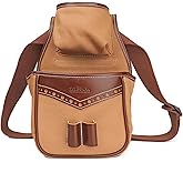 TOURBON Canvas Leather Sporting Clays Shell Pouch Trap Shooting Shotgun Shell Holder Hunter Shooter Ammo Bag