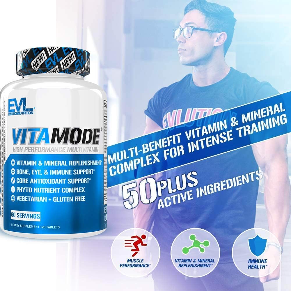 Evlution Nutrition VitaMode High Performance Men’s Multivitamin, Full Spectrum Vitamins & Minerals, Immune Health, Vitamin C & D, Zinc, Antioxidants, Skin, Hair, Bone, Eye Health (30 Servings): Health & Personal Care