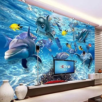 Wandgemalde Benutzerdefinierte 3d Fototapete Unterwasserwelt Delphin Fisch Kinderzimmer Schlafzimmer Wohnzimmer Tv Dekoration Wandbild Tapete 60cm H 120cm W Amazon De Baumarkt
