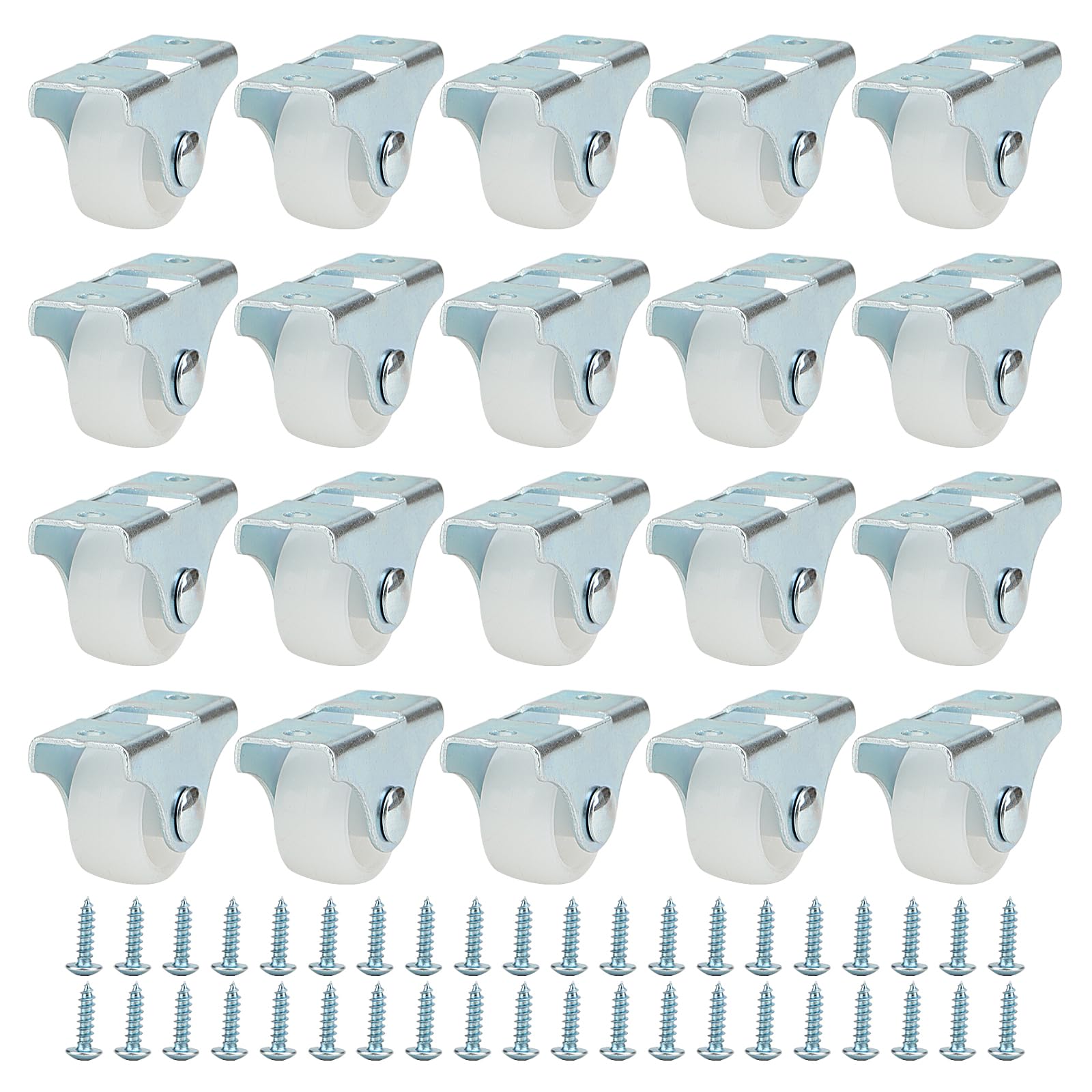 JAPCHET 20 PCS 25mm Small Fixed Castor Wheels, Non Swivel Wheels for Trolley, Furniture, Cabinet