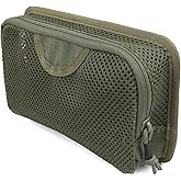 LIVANS Tactical Mesh Zipper Pouch, Modular Insert Panel Organizer EDC Utility Storage Pocket with Hook-N-Loop Fasteners for Backpack Bag Accessories